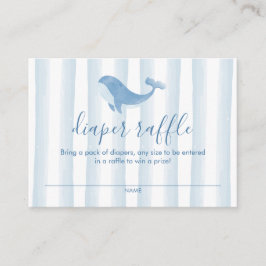 Tarjeta De Recepción Watercolor Blue Whale Baby Shower Diaper Raffle