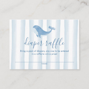 Tarjeta De Recepción Watercolor Blue Whale Baby Shower Diaper Raffle