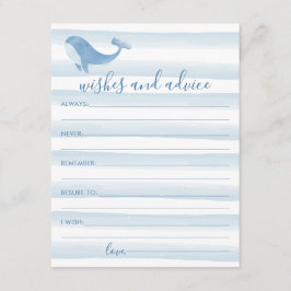 Tarjeta De Recepción Watercolor Blue Whale Baby Shower Wishes and Advan