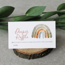 Watercolor Boho Arcoiris Baby Shower Diaper Raffle