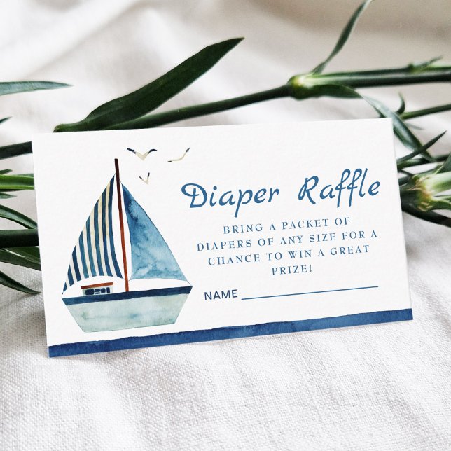 Tarjeta De Recepción Watercolor Bote Nautical Baby Shower Diaper (Subido por el creador)