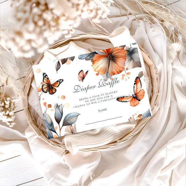 Tarjeta De Recepción Watercolor Butterfly Bloom Diapper Raffle (Subido por el creador)