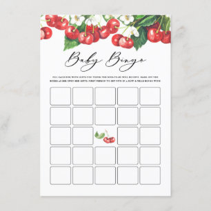Tarjeta De Recepción Watercolor Cherries Brands Baby Shower Bingo