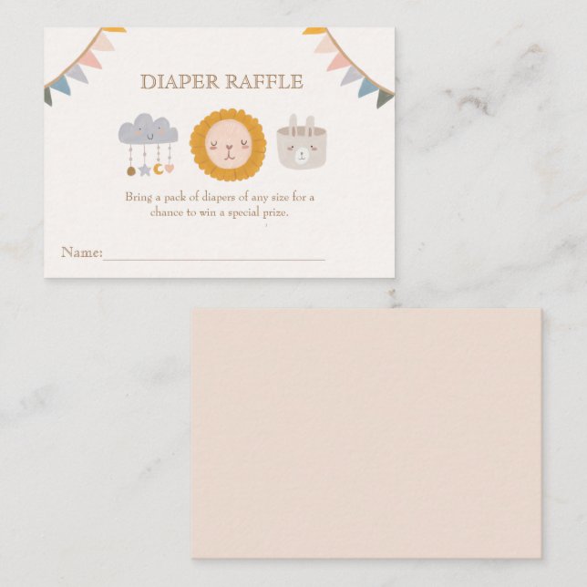 Tarjeta De Recepción Watercolor Cute Baby Toys Diaper Raffle (Anverso / Reverso)