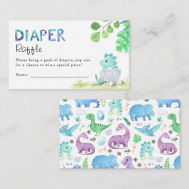Tarjeta De Recepción Watercolor Cute Dino Baby Shower Diaper Raffle