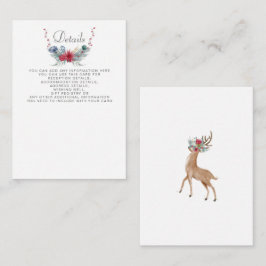 Tarjeta De Recepción Watercolor Deer Floral Antler Pine Winter Wedding