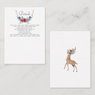 Tarjeta De Recepción Watercolor Deer Floral Antler Pine Winter Wedding