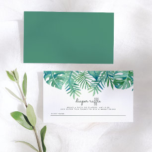Tarjeta De Recepción Watercolor deja Baby Shower Diaper Raffle