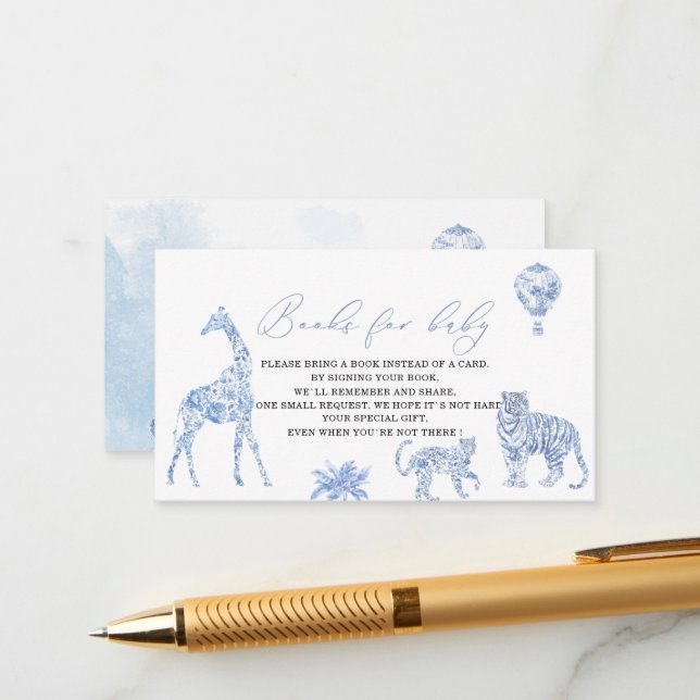 Tarjeta De Recepción Watercolor elegante toile safari chinoiserie bebé (Anverso/Reverso In Situ)