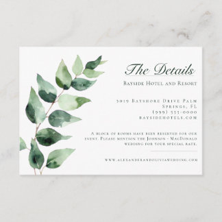 Tarjeta De Recepción Watercolor Eucalyptus Wedding | White