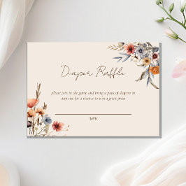 Tarjeta De Recepción Watercolor Floral Beige Baby Shower Diaper Raffle