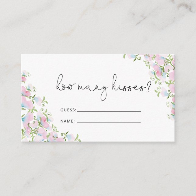 Tarjeta De Recepción Watercolor Floral Bridal Shower Game (Anverso)