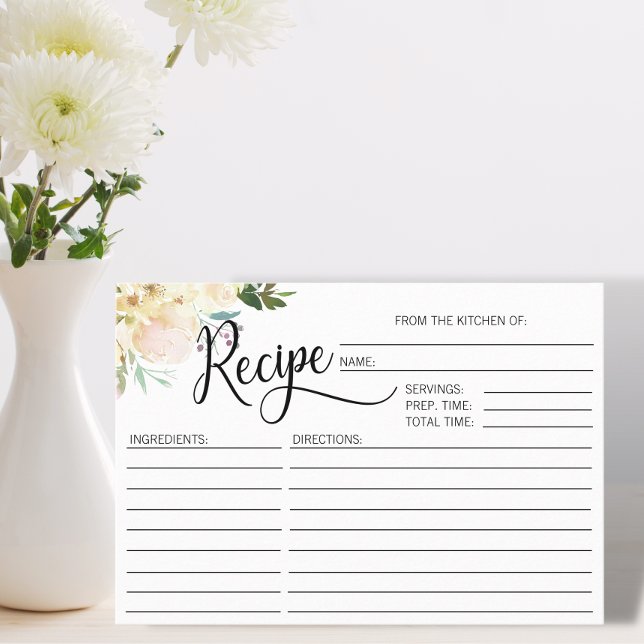 Tarjeta De Recepción Watercolor Floral Bridal Shower RECIPE (Subido por el creador)