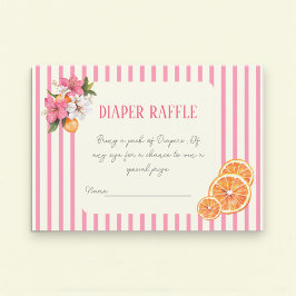 Tarjeta De Recepción Watercolor Floral Citrus Baby Shower Diaper Raffle
