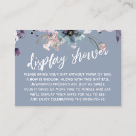 Tarjeta De Recepción Watercolor Floral Dusty Blue Display Bridal Shower