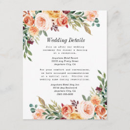 Tarjeta De Recepción Watercolor Floral Elegante Boda Rubor Borgoña