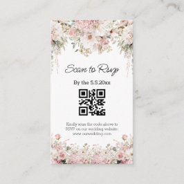 Tarjeta De Recepción watercolor floral pink qr code rsvp wedding
