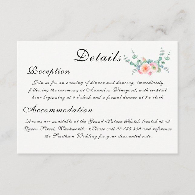 Tarjeta De Recepción Watercolor Flower Wedding (Anverso)