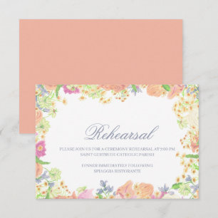 Tarjeta De Recepción Watercolor Garden Fiesta Boda Escudo floral