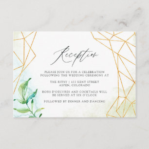 Tarjeta De Recepción Watercolor Geométrico Crystal Wedding Receptor