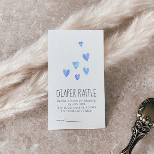 Tarjeta De Recepción Watercolor Hearts Boy Baby Shower Diaper Raffle