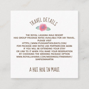 Tarjeta De Recepción Watercolor Hibiscus Maui Boda