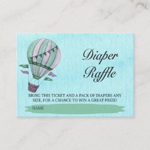 Tarjeta De Recepción Watercolor Hot Air Balloon Diaper Raffle Ticket