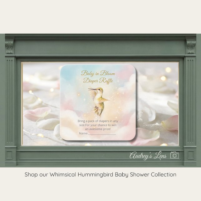 Tarjeta De Recepción Watercolor Hummingbird & Pastel Clouds Baby Shower (Subido por el creador)