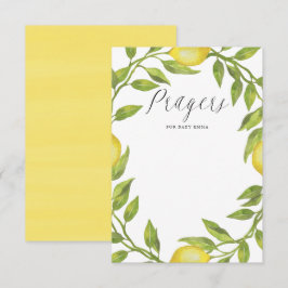 Tarjeta De Recepción Watercolor Lemon Greenery Wreath Oraciones para el