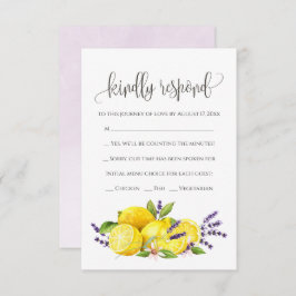 Tarjeta De Recepción Watercolor Lemon Lavender Boho RSVP
