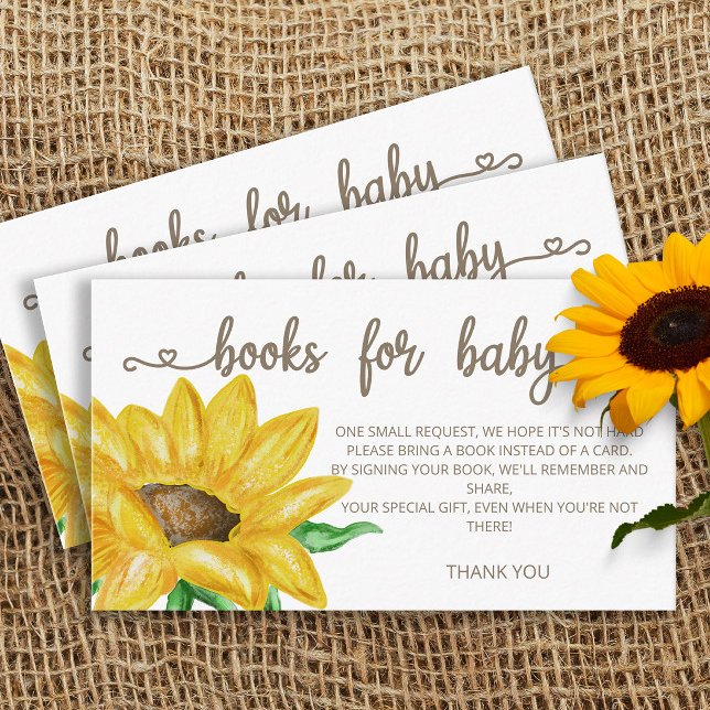 Tarjeta De Recepción Watercolor Libros de girasol para bebé (Subido por el creador)