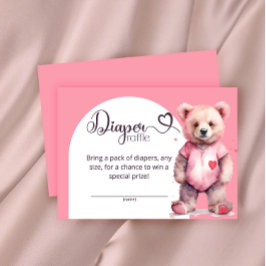 Tarjeta De Recepción Watercolor lindo oso boleto de rifa de pañal