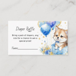Tarjeta De Recepción Watercolor Little Wolf Diaper Raffle