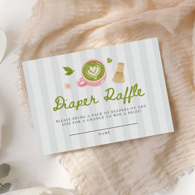 Tarjeta De Recepción Watercolor Matcha Latte Diaper Raffle (Subido por el creador)