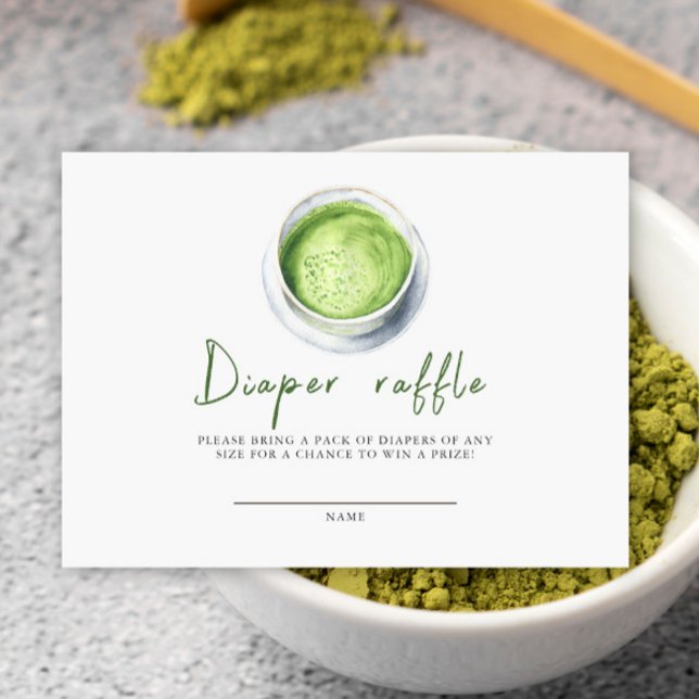 Tarjeta De Recepción Watercolor Matcha Latte Diaper Raffle (Subido por el creador)