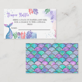 Tarjeta De Recepción Watercolor Mermaid Baby Shower Diaper Raffle