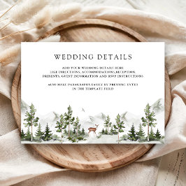 Tarjeta De Recepción Watercolor Mountain Forest Deer Wedding Details