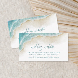 Tarjeta De Recepción Watercolor Ocean Summer Beach Wedding Website