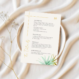 Tarjeta De Recepción Watercolor Palm Gold Destination Wedding Detail