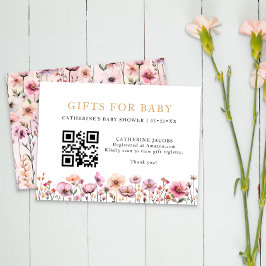 Tarjeta De Recepción Watercolor Pink Wildflower Baby Shower Registry Ca