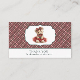 Tarjeta De Recepción   Watercolor Plaid teddy bear  baby shower diaper 
