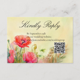 Tarjeta De Recepción Watercolor Poppies Boda Primaria