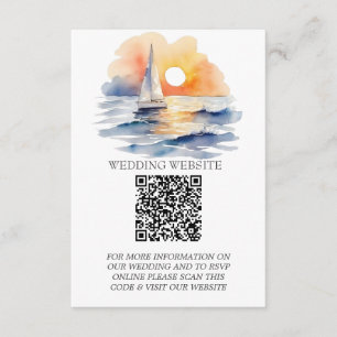 Tarjeta De Recepción Watercolor Sailboat Sunset Seascape Boda
