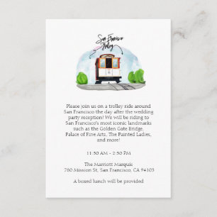 Tarjeta De Recepción Watercolor San Francisco Boda Trolley Ride