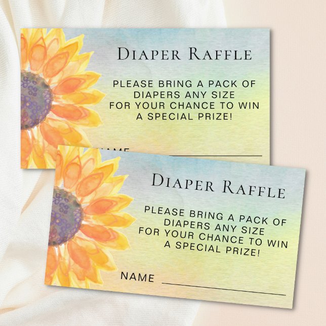 Tarjeta De Recepción Watercolor Sunflower Diaper Raffle Baby Shower (Subido por el creador)