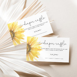 Tarjeta De Recepción Watercolor sunflower diaper raffle ticket