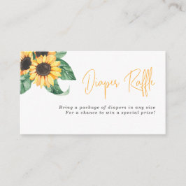 Tarjeta De Recepción Watercolor Sunflowers Diaper Raffle
