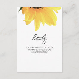 Tarjeta De Recepción Watercolor Sunflowers Minimalist Elegant Wedding