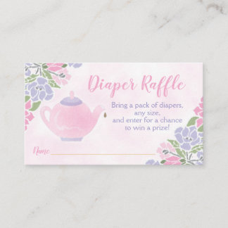 Tarjeta De Recepción Watercolor Teapot Baby Shower Diaper Raffle Ticket