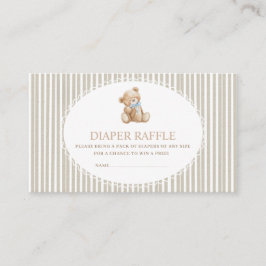 Tarjeta De Recepción    Watercolor teddy bear baby shower diaper raffle
